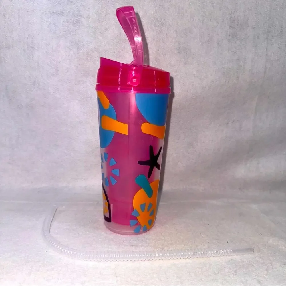 Royal Caribbean Perfect Day at Coco Cay Insulated Tumbler Pink w/ Straw & Handle